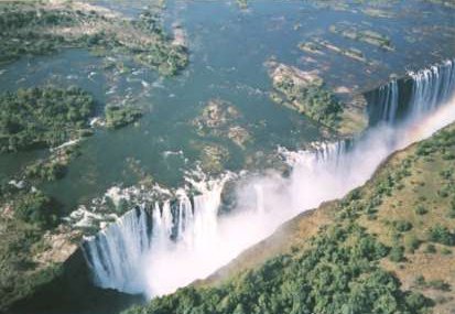 Helicopter view of Victoria Falls